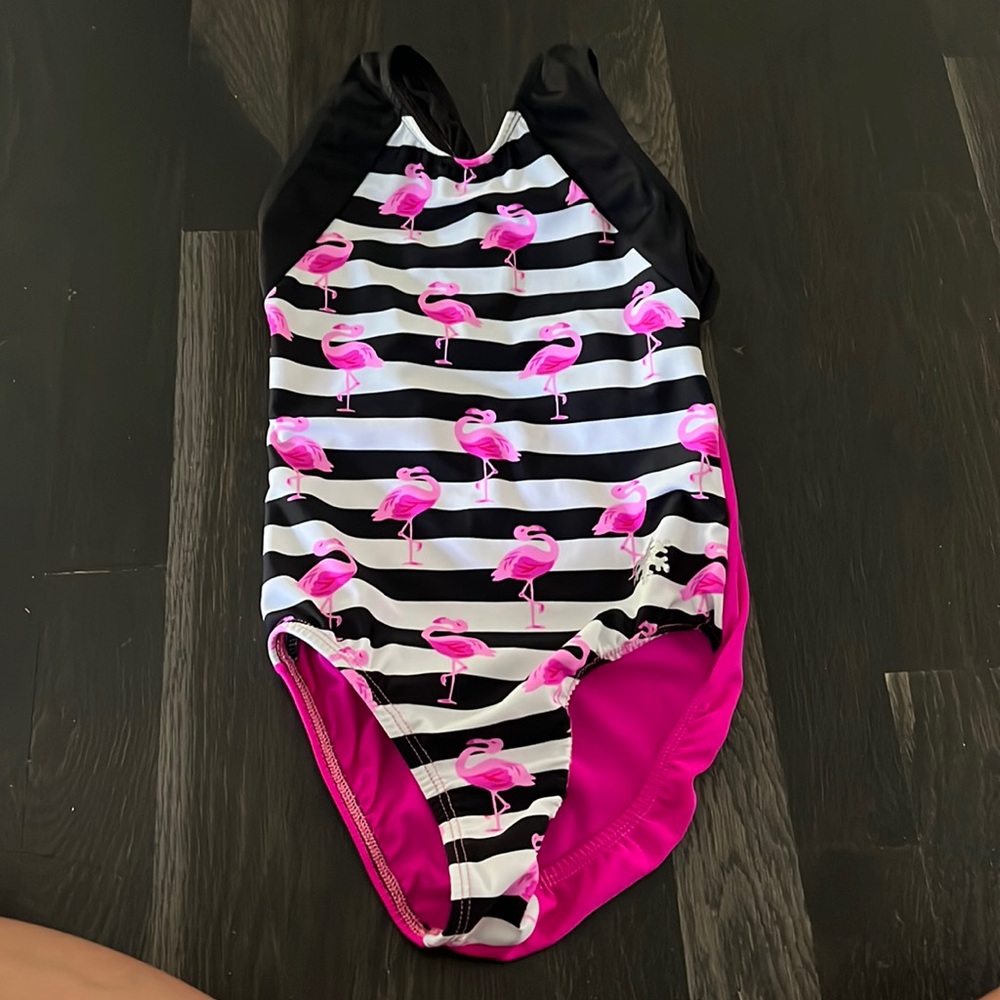 Child Large Snowflake Designs Flamingo Leotard